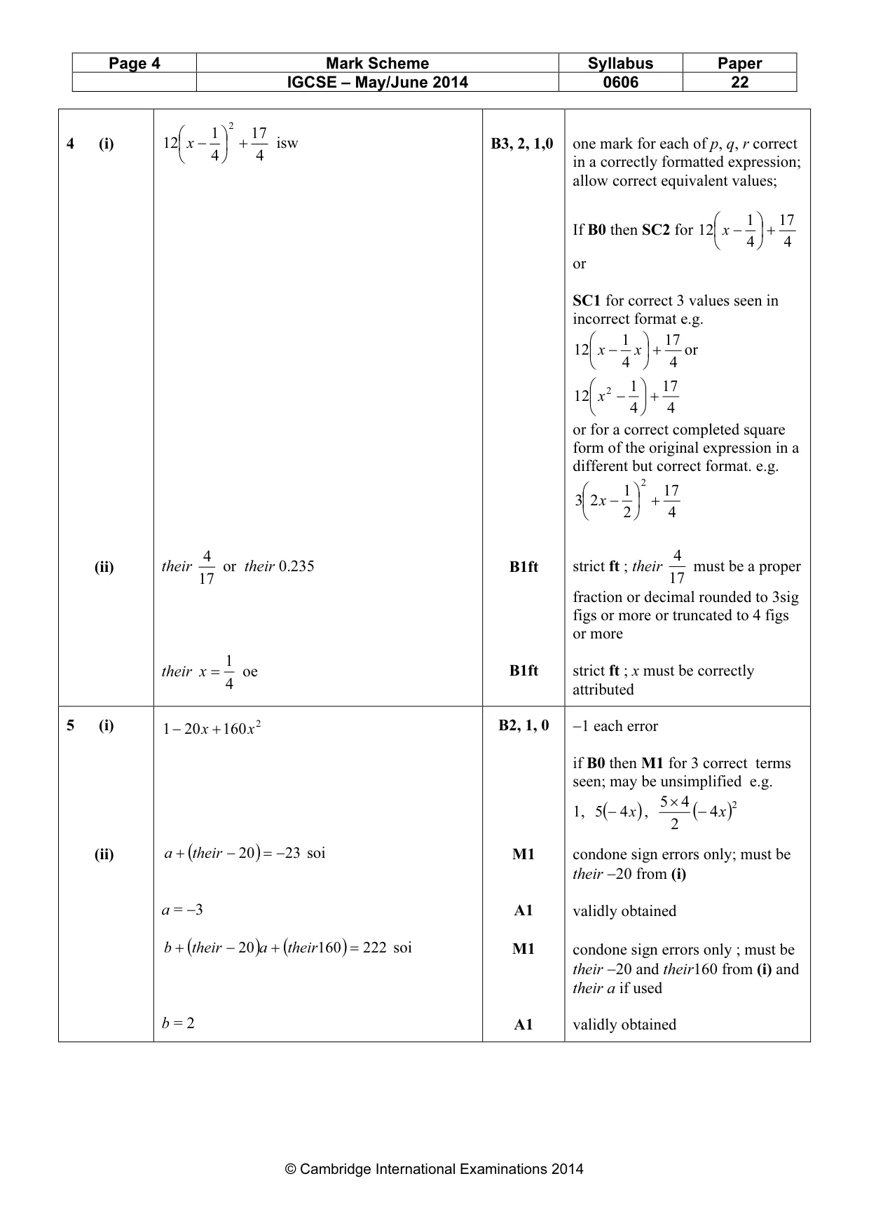 Mark scheme, page 4 of 9