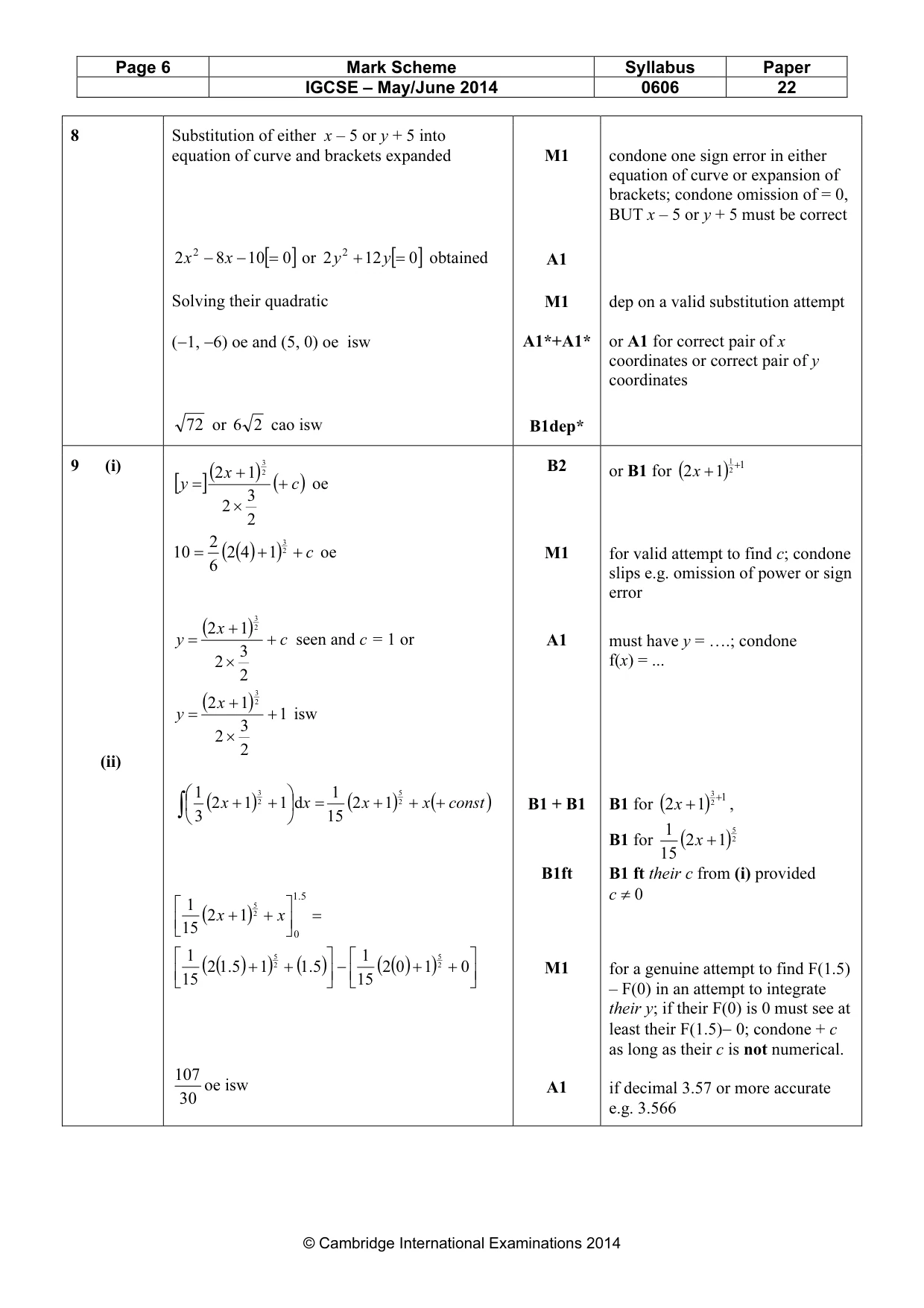 Mark scheme, page 6 of 9