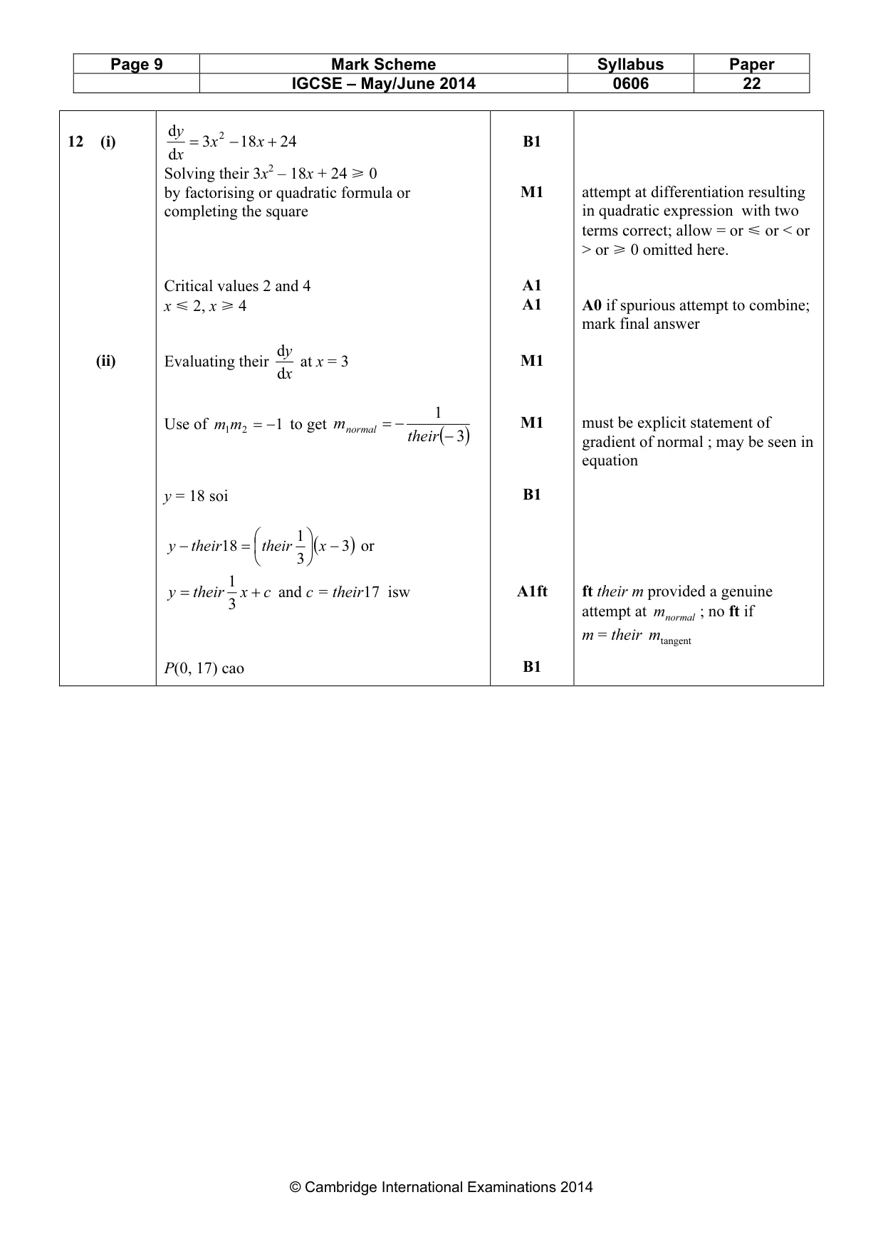 Mark scheme, page 9 of 9
