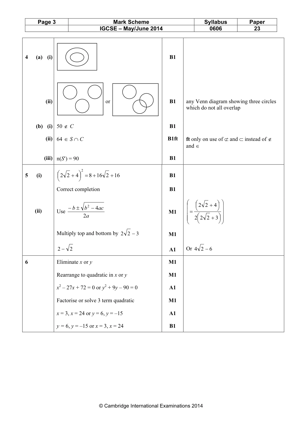 Mark scheme, page 3 of 6