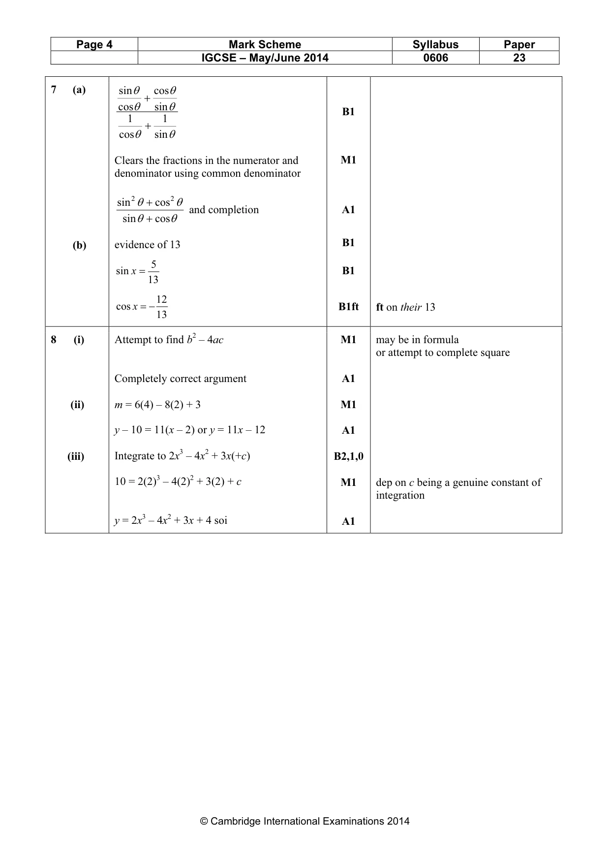 Mark scheme, page 4 of 6