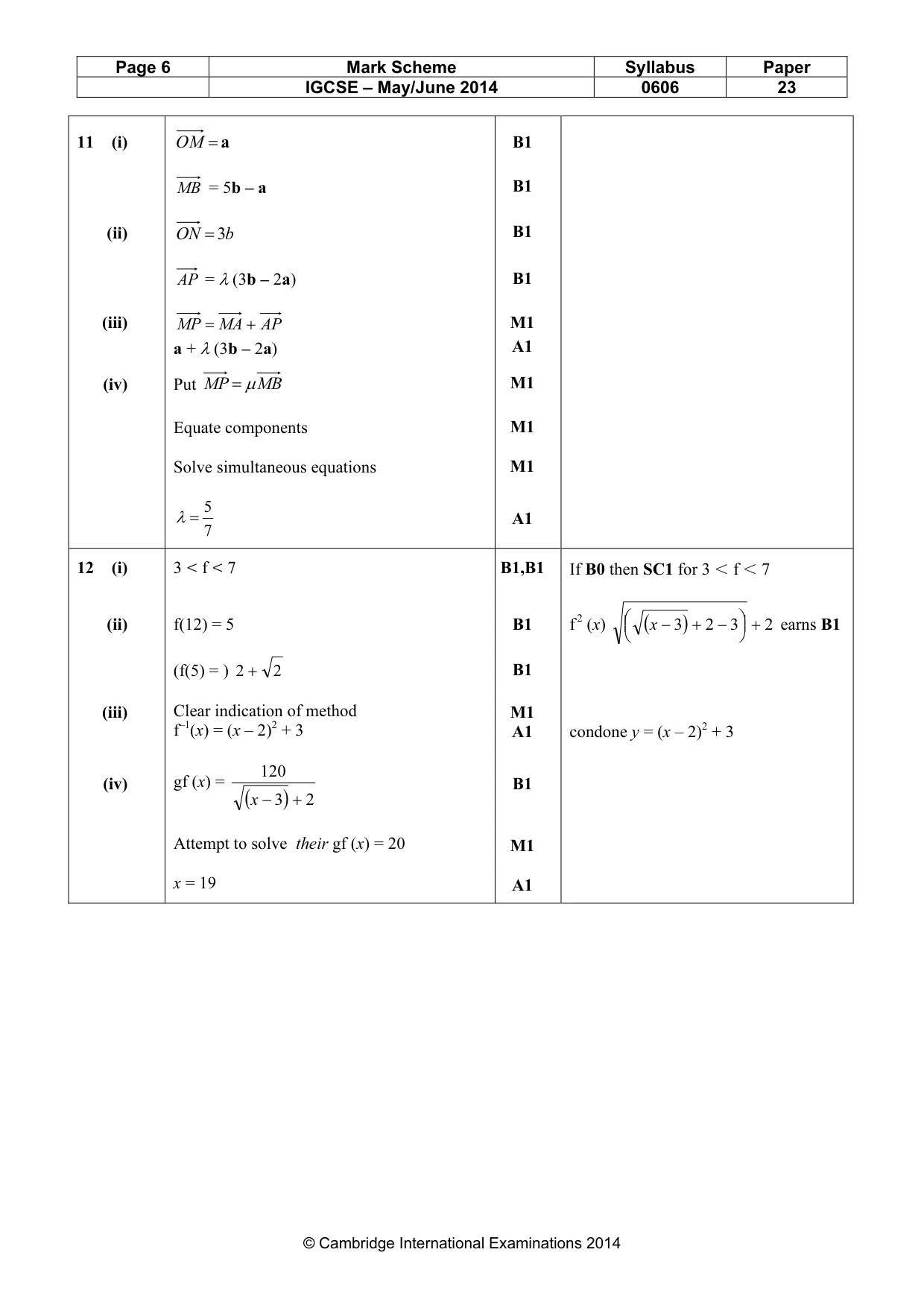 Mark scheme, page 6 of 6