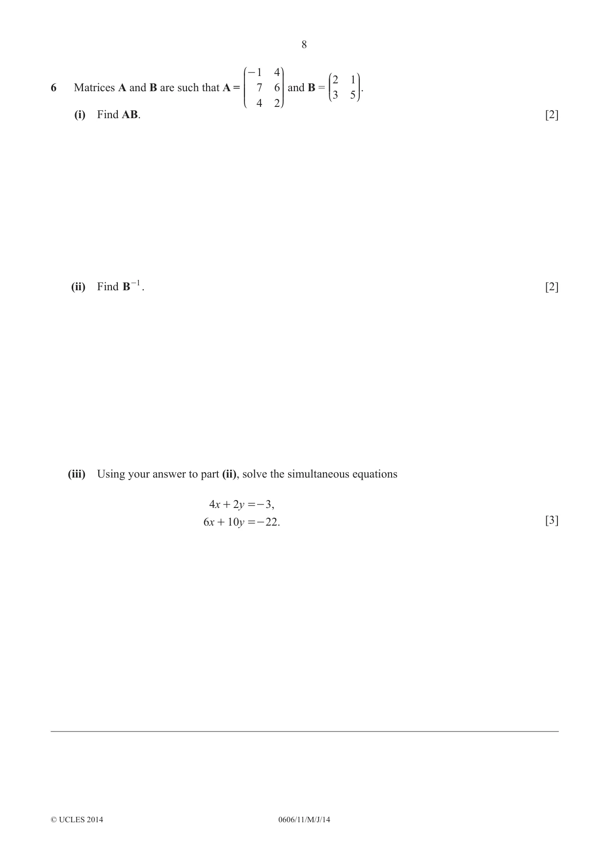 Cambridge IGCSE Mathematics - Additional 0606 2014 May/June Paper 1 · Variant 1 question paper, page 8 of 16