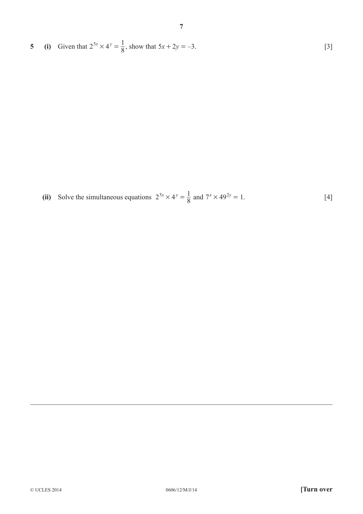 Cambridge IGCSE Mathematics - Additional 0606 2014 May/June Paper 1 · Variant 2 question paper, page 7 of 16
