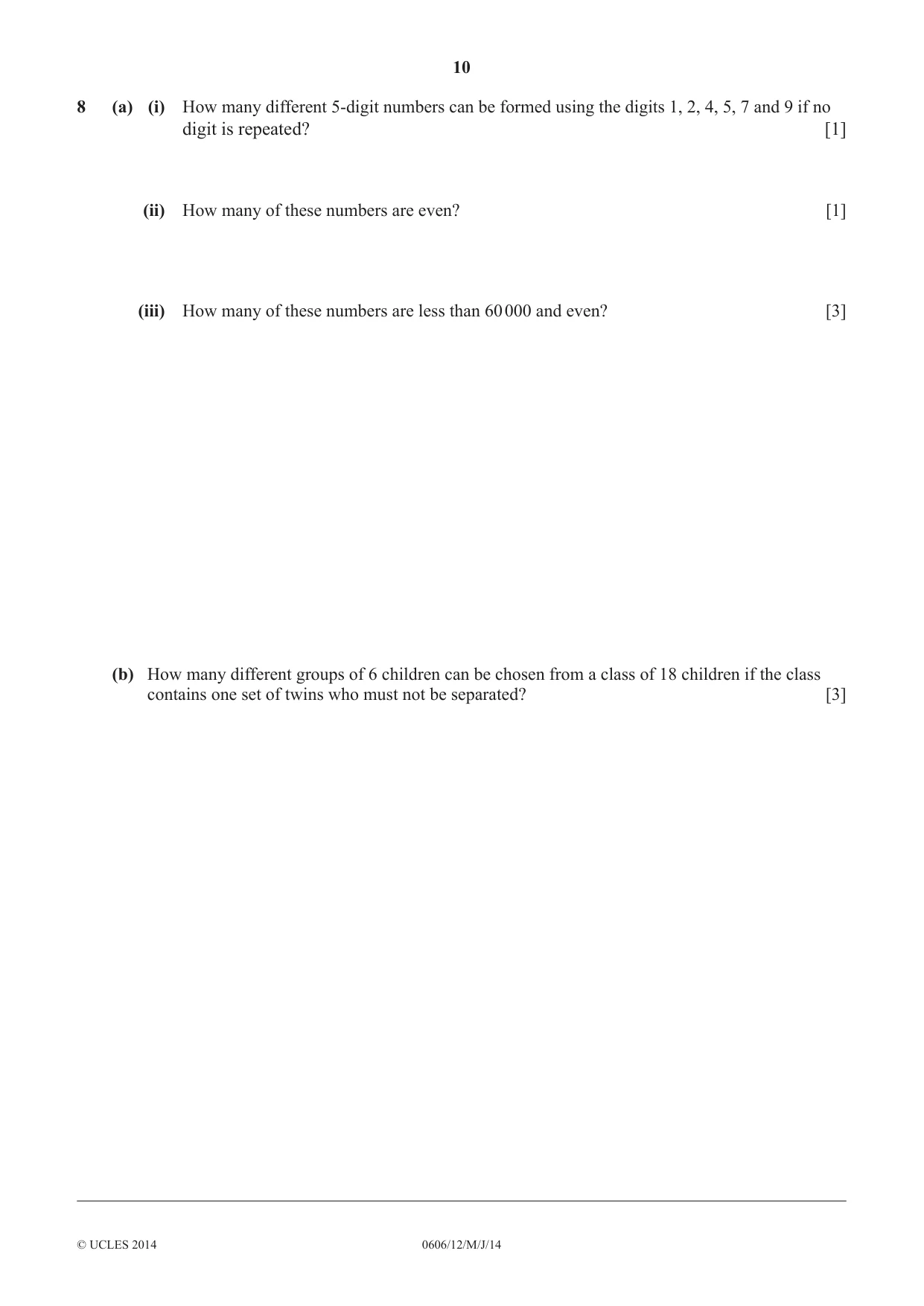 Cambridge IGCSE Mathematics - Additional 0606 2014 May/June Paper 1 · Variant 2 question paper, page 10 of 16