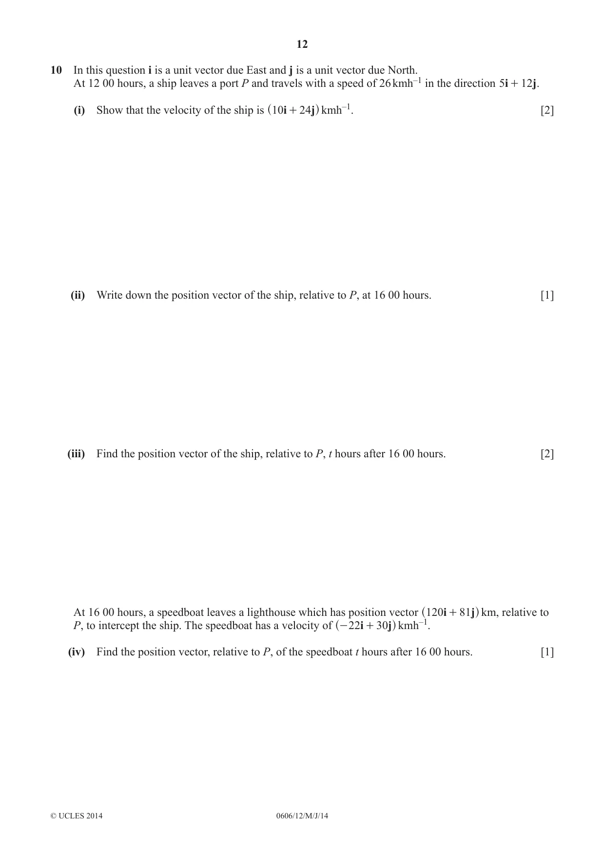 Cambridge IGCSE Mathematics - Additional 0606 2014 May/June Paper 1 · Variant 2 question paper, page 12 of 16