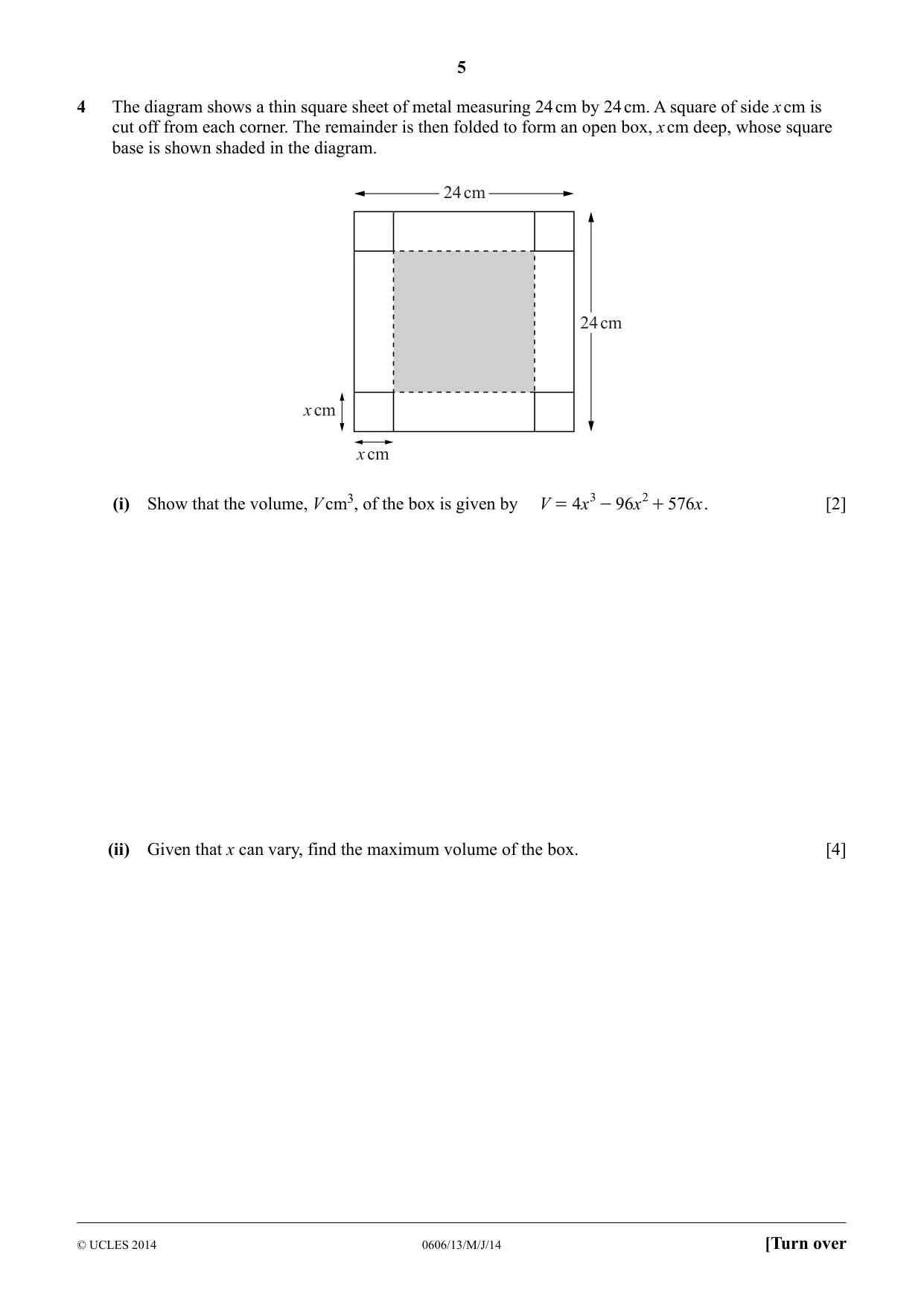 Cambridge IGCSE Mathematics - Additional 0606 2014 May/June Paper 1 · Variant 3 question paper, page 5 of 16