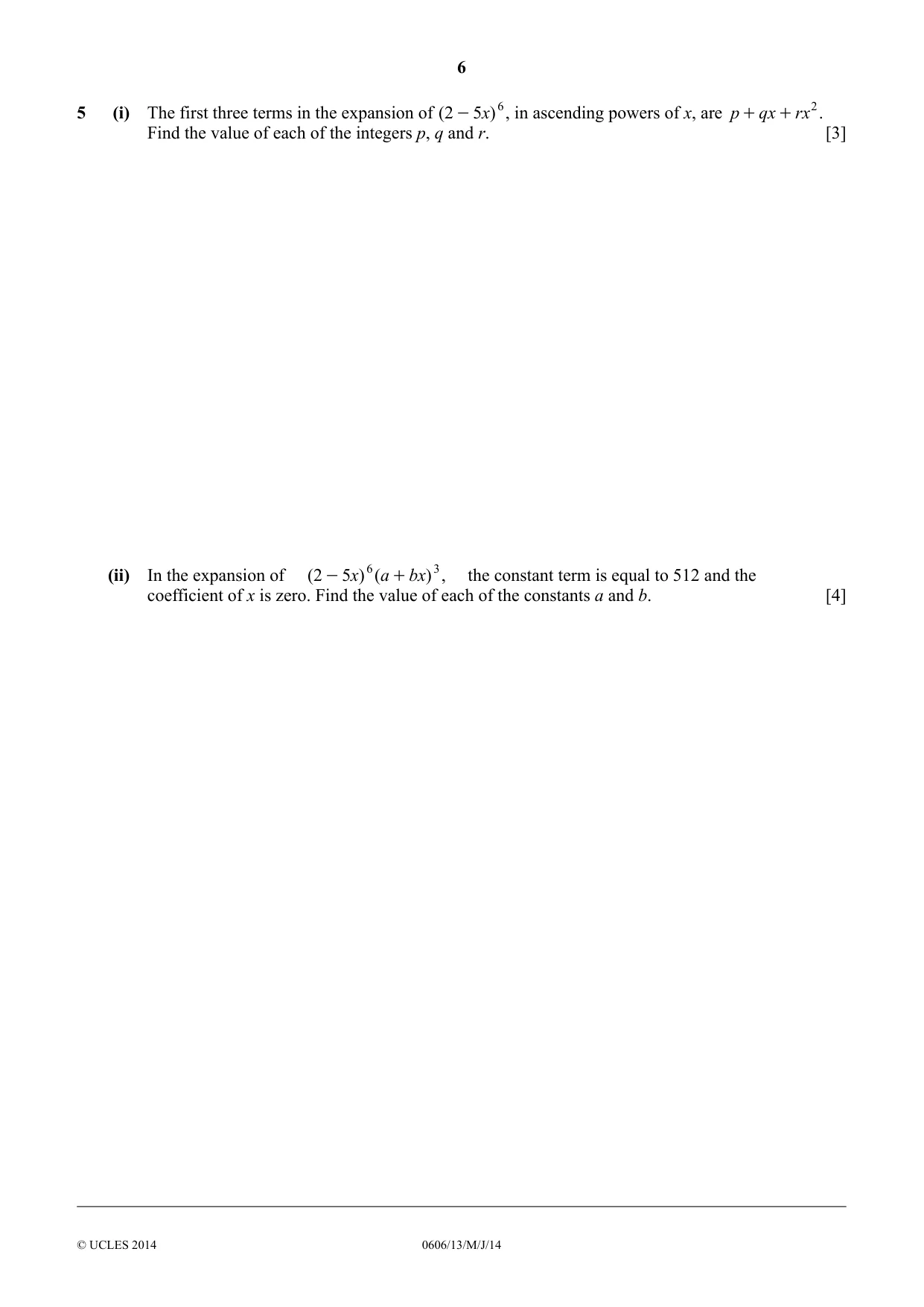 Cambridge IGCSE Mathematics - Additional 0606 2014 May/June Paper 1 · Variant 3 question paper, page 6 of 16