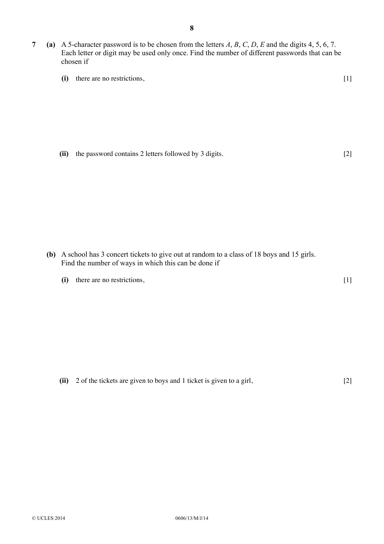 Cambridge IGCSE Mathematics - Additional 0606 2014 May/June Paper 1 · Variant 3 question paper, page 8 of 16