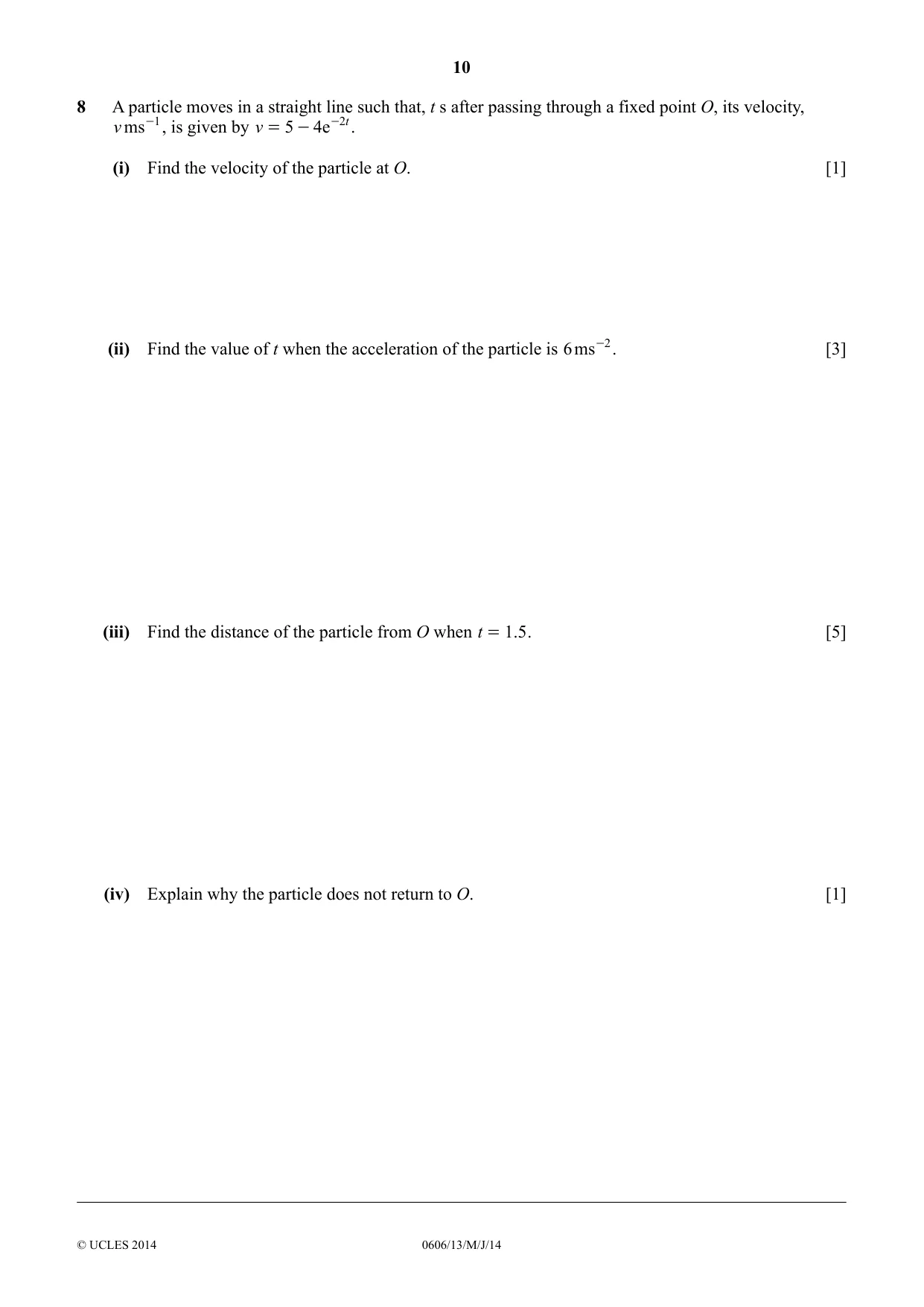 Cambridge IGCSE Mathematics - Additional 0606 2014 May/June Paper 1 · Variant 3 question paper, page 10 of 16