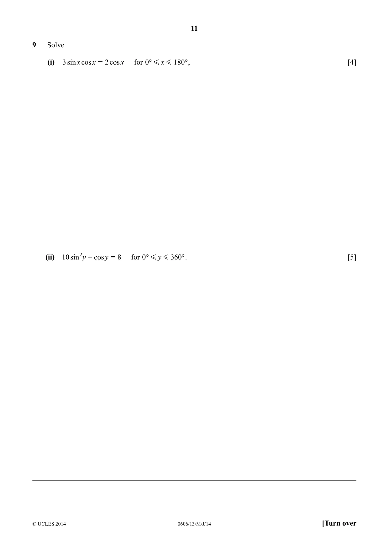 Cambridge IGCSE Mathematics - Additional 0606 2014 May/June Paper 1 · Variant 3 question paper, page 11 of 16
