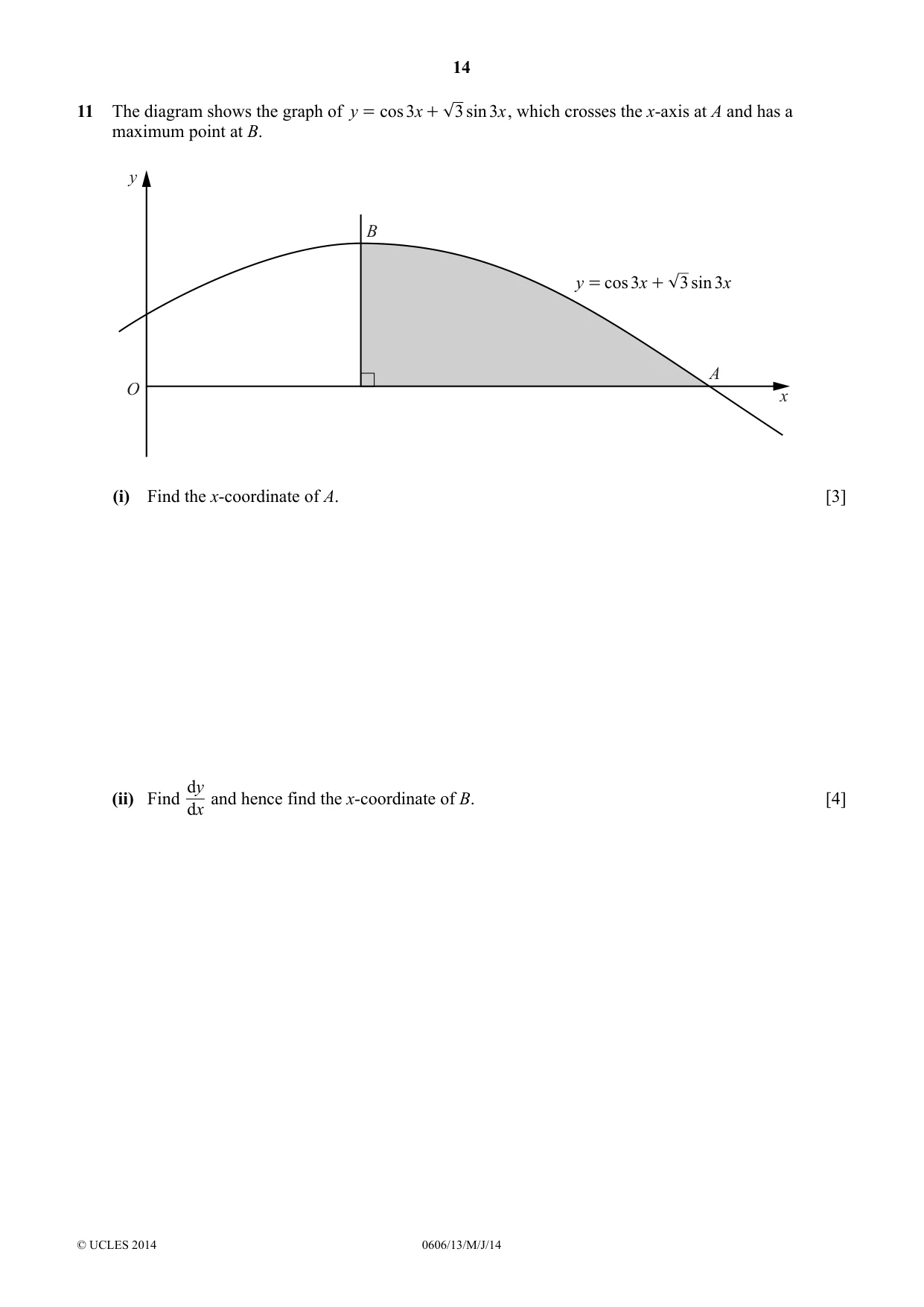 Cambridge IGCSE Mathematics - Additional 0606 2014 May/June Paper 1 · Variant 3 question paper, page 14 of 16