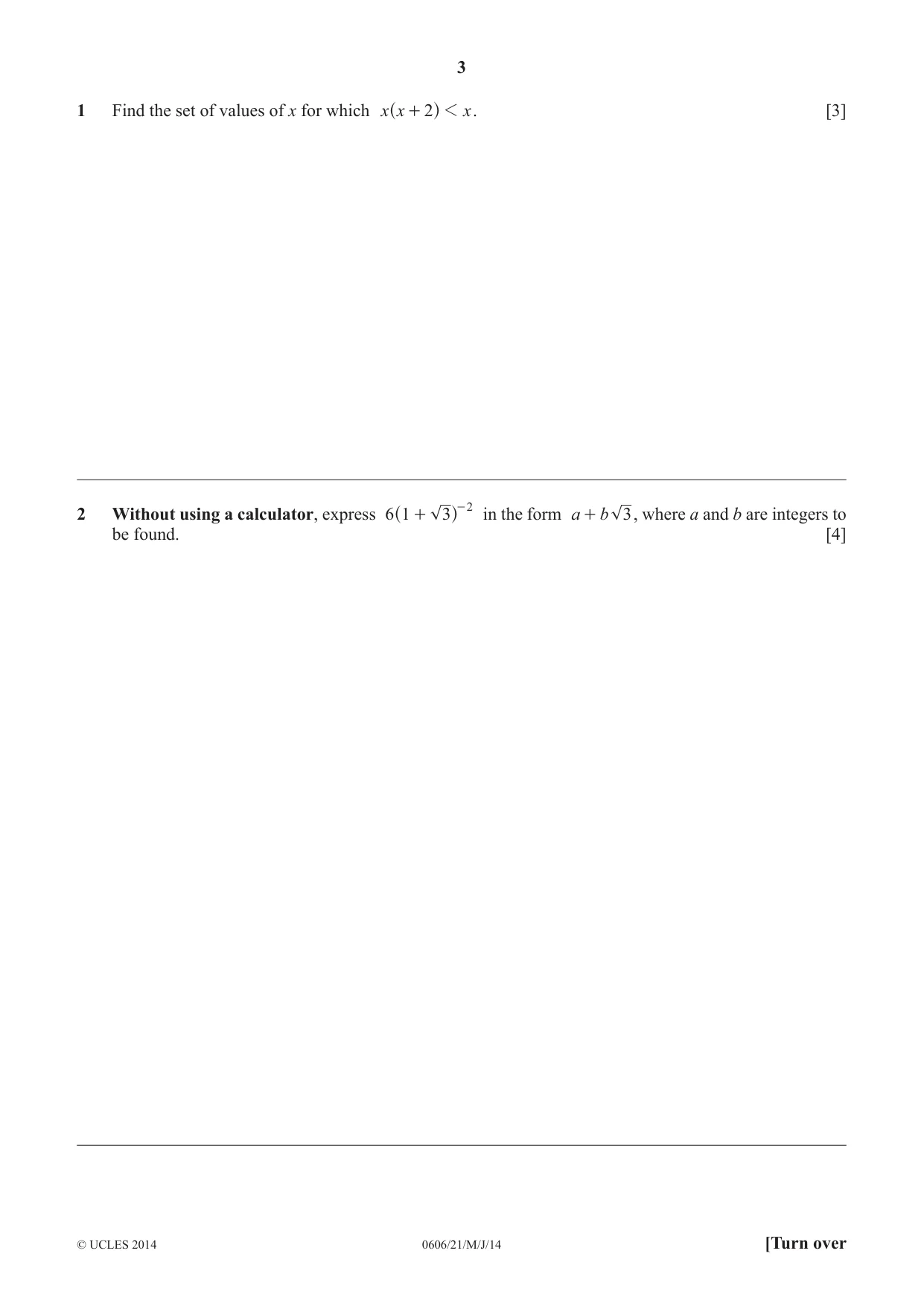 Cambridge IGCSE Mathematics - Additional 0606 2014 May/June Paper 2 · Variant 1 question paper, page 3 of 16