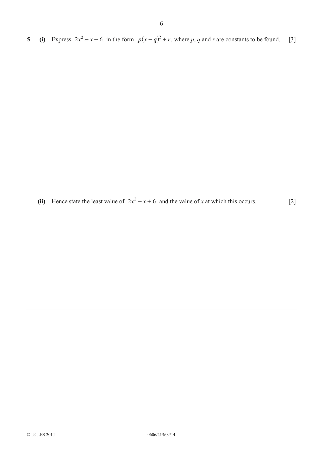 Cambridge IGCSE Mathematics - Additional 0606 2014 May/June Paper 2 · Variant 1 question paper, page 6 of 16