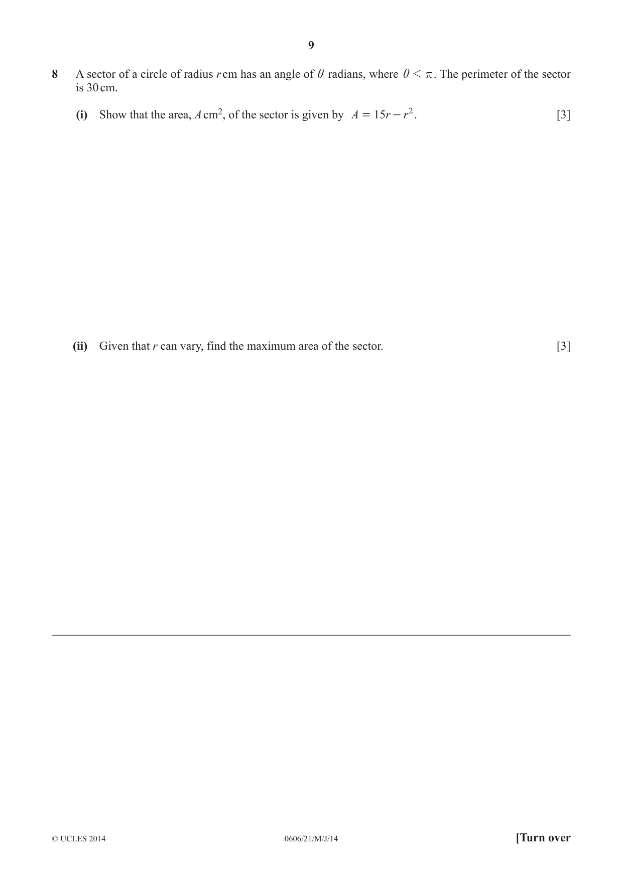 Cambridge IGCSE Mathematics - Additional 0606 2014 May/June Paper 2 · Variant 1 question paper, page 9 of 16