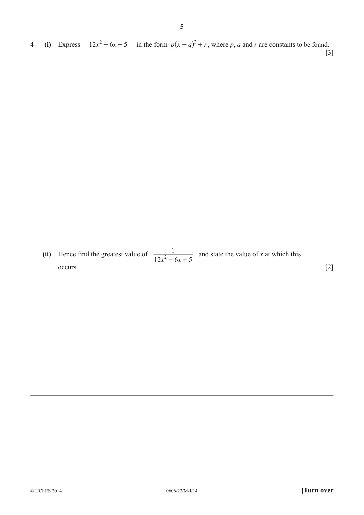 Cambridge IGCSE Mathematics - Additional 0606 2014 May/June Paper 2 · Variant 2 question paper, page 5 of 16