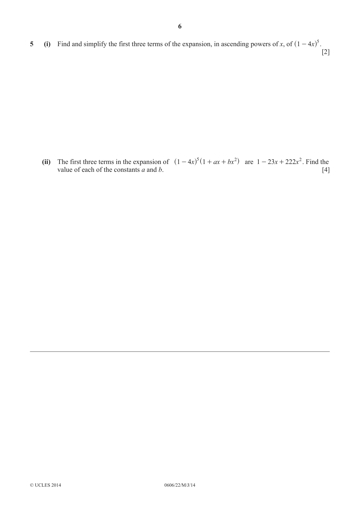 Cambridge IGCSE Mathematics - Additional 0606 2014 May/June Paper 2 · Variant 2 question paper, page 6 of 16