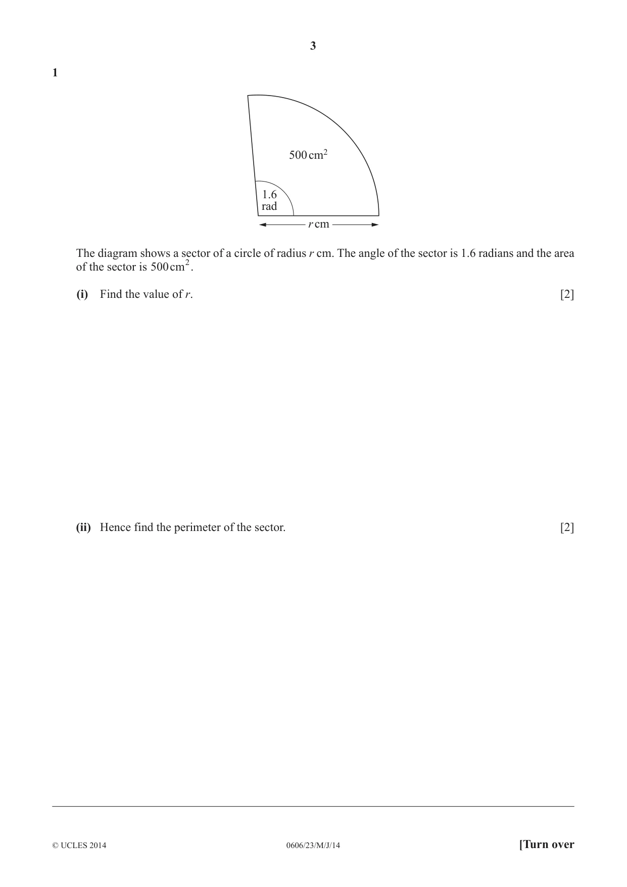 Cambridge IGCSE Mathematics - Additional 0606 2014 May/June Paper 2 · Variant 3 question paper, page 3 of 16