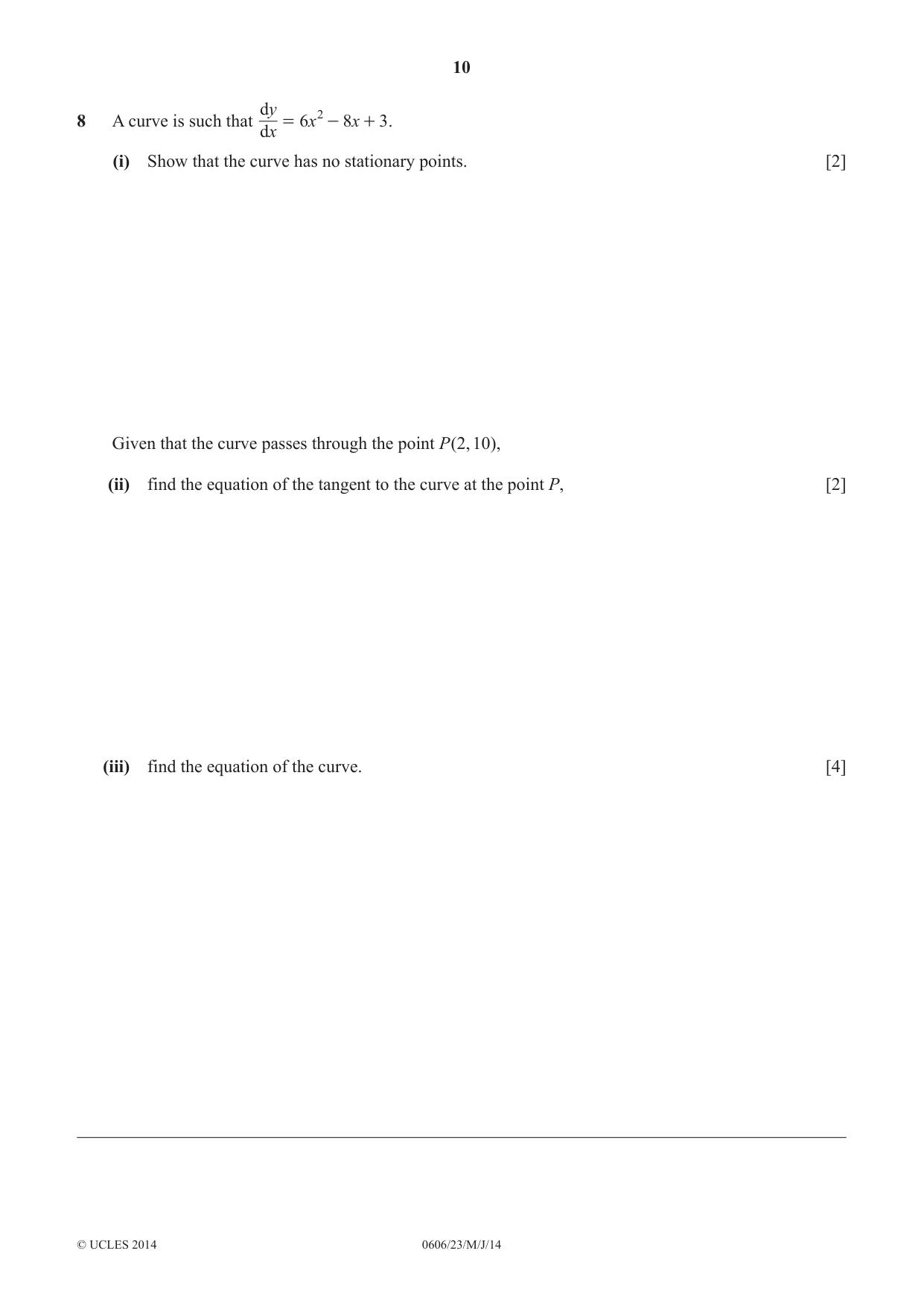 Cambridge IGCSE Mathematics - Additional 0606 2014 May/June Paper 2 · Variant 3 question paper, page 10 of 16