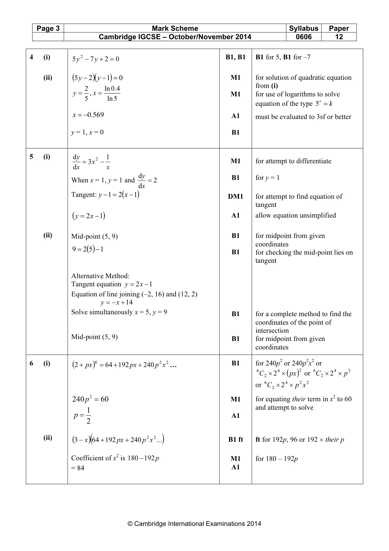 Mark scheme, page 3 of 7
