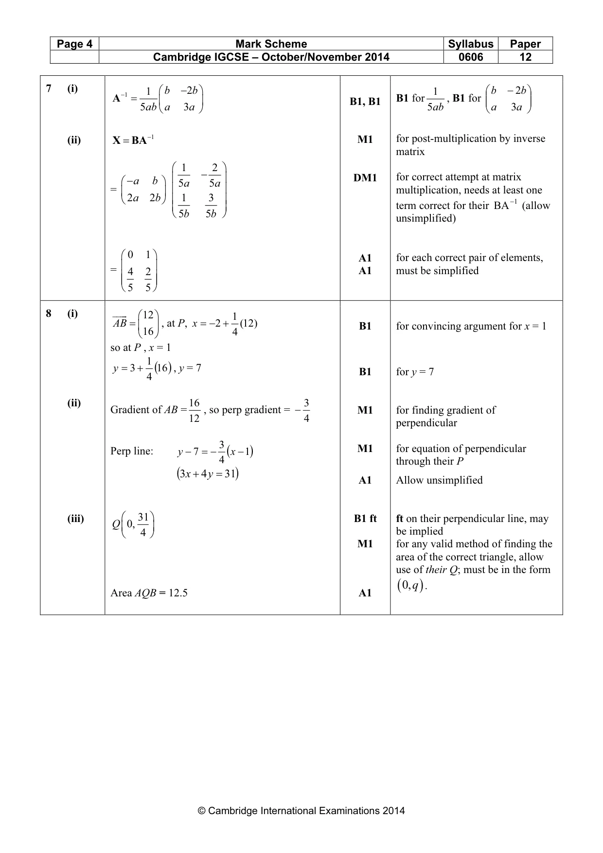 Mark scheme, page 4 of 7