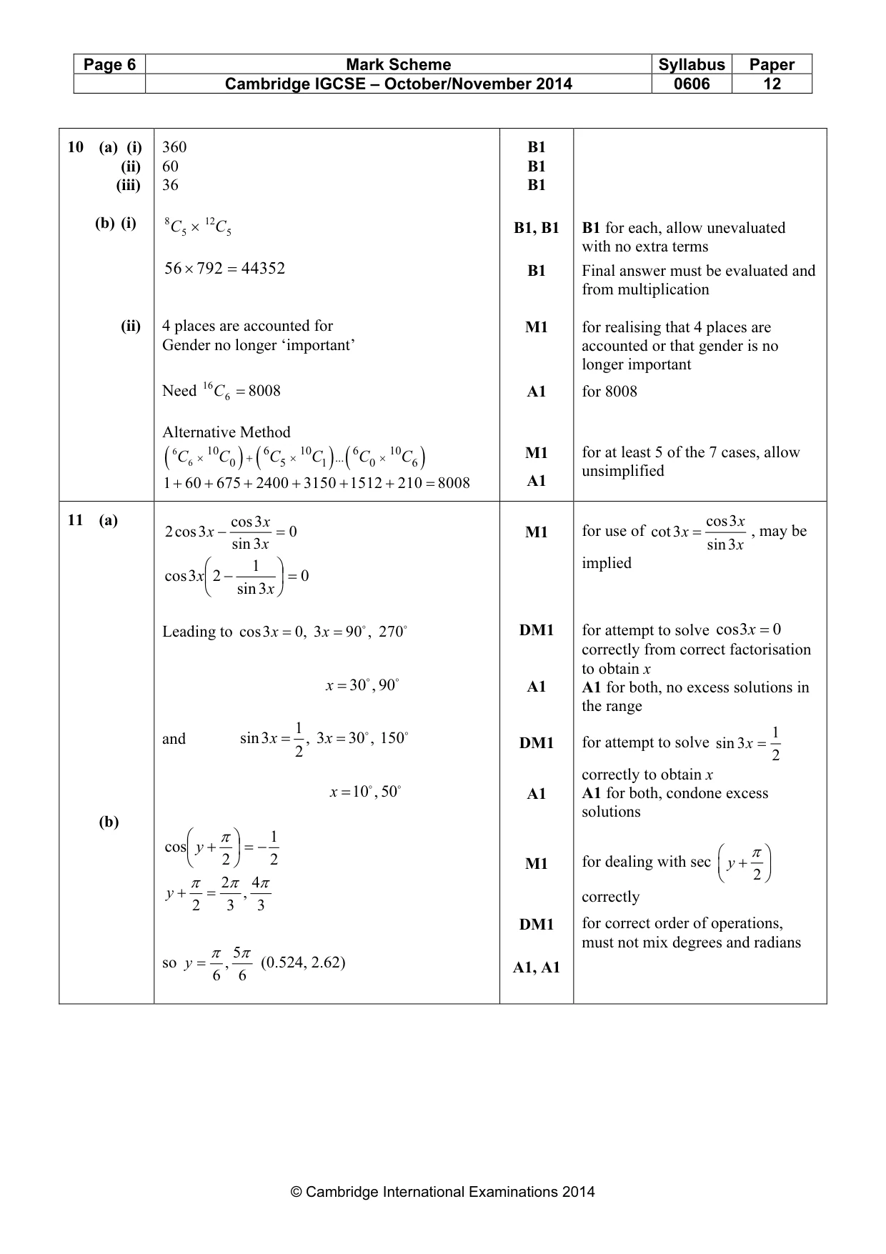 Mark scheme, page 6 of 7