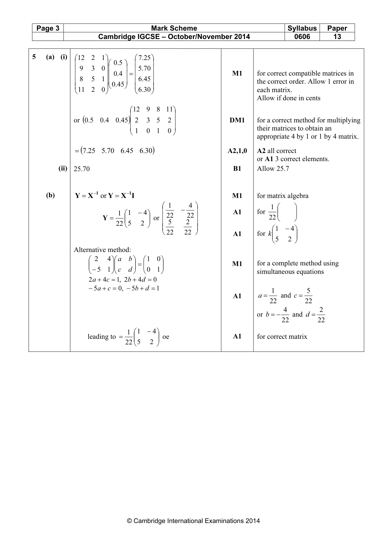 Mark scheme, page 3 of 7