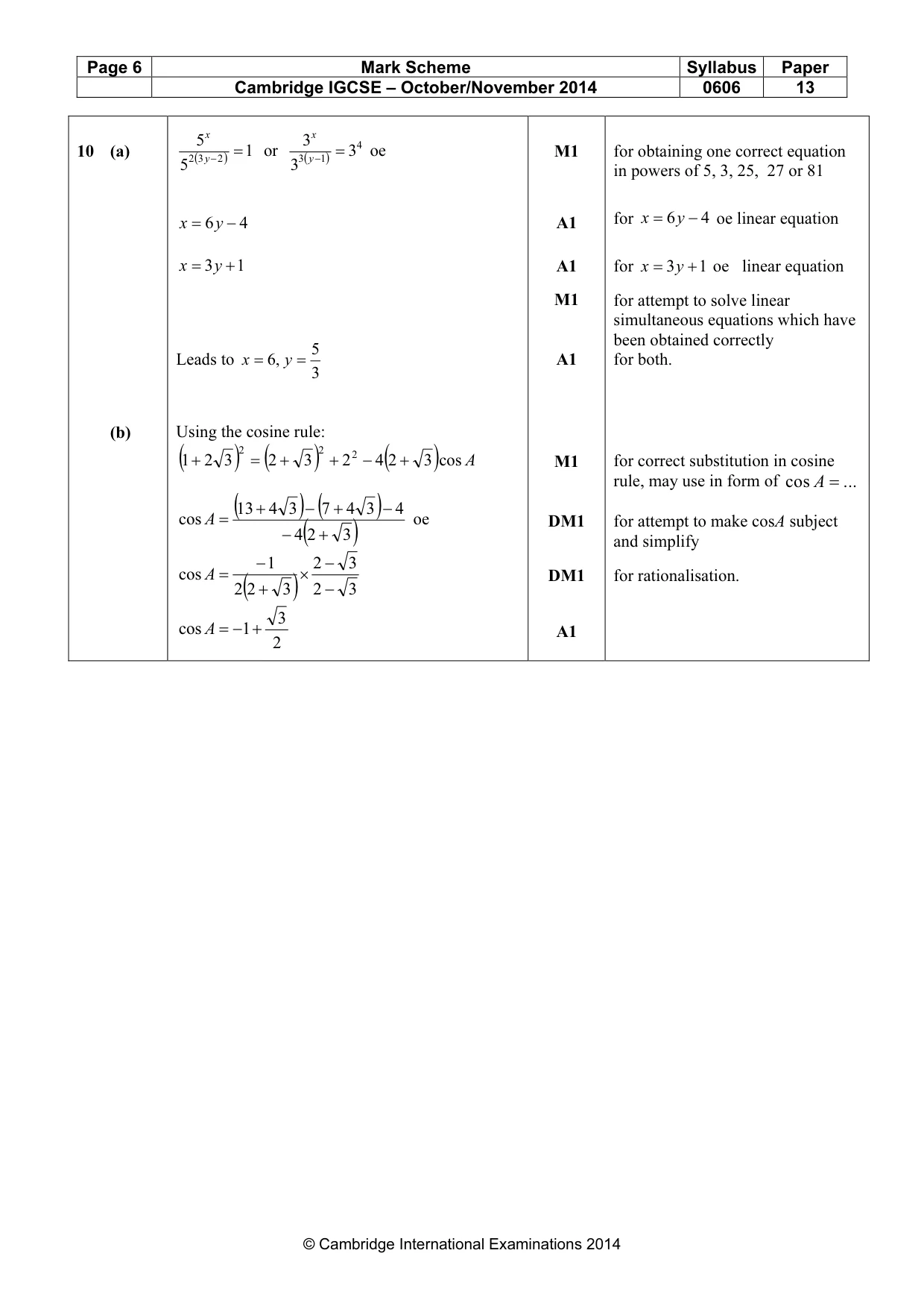 Mark scheme, page 6 of 7