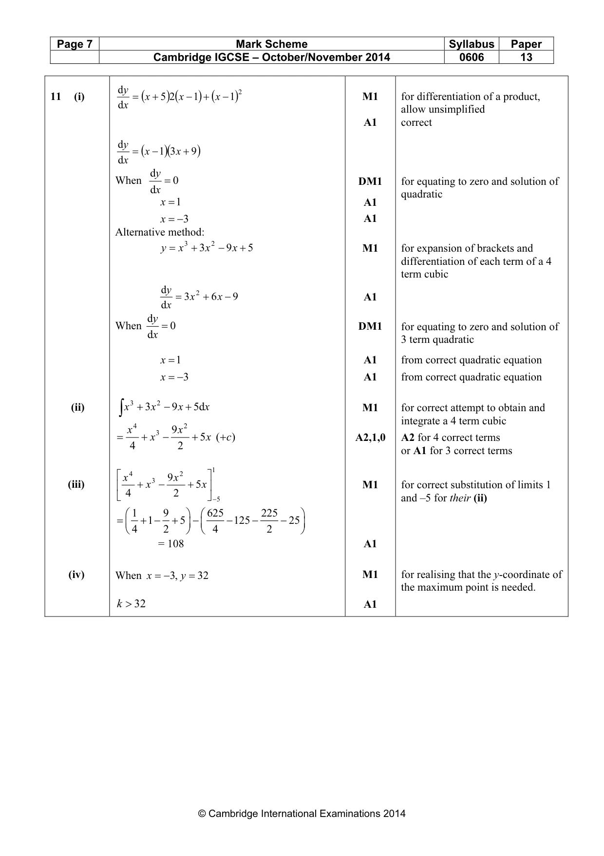 Mark scheme, page 7 of 7
