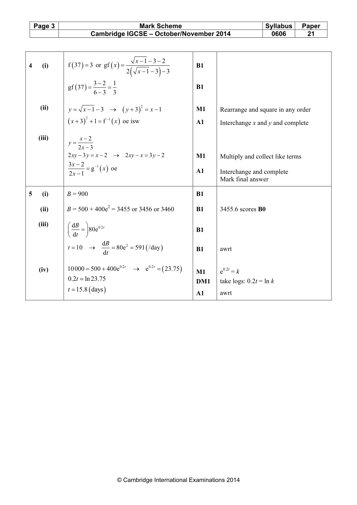 Mark scheme, page 3 of 6
