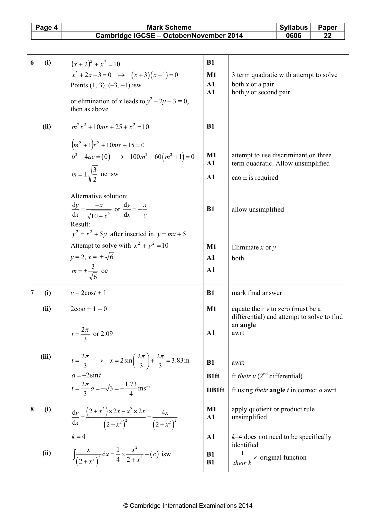 Mark scheme, page 4 of 6