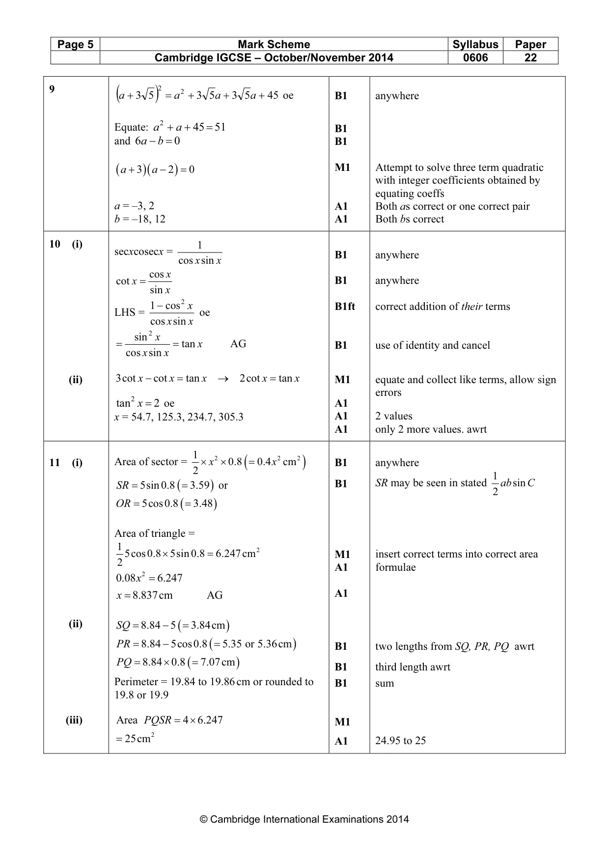 Mark scheme, page 5 of 6