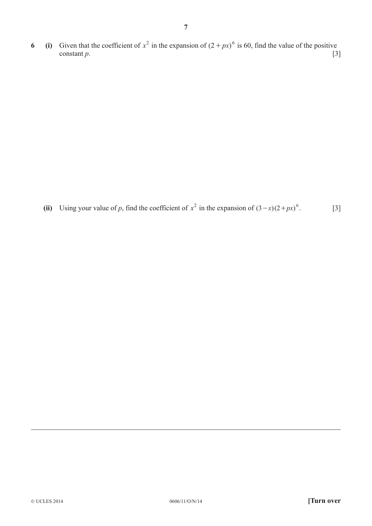 Cambridge IGCSE Mathematics - Additional 0606 2014 Oct/Nov Paper 1 · Variant 1 question paper, page 7 of 16