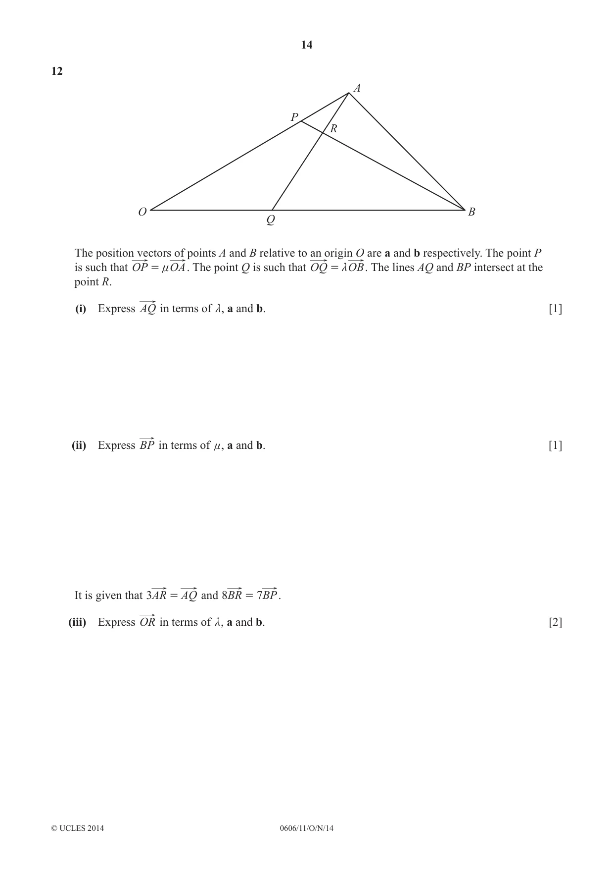 Cambridge IGCSE Mathematics - Additional 0606 2014 Oct/Nov Paper 1 · Variant 1 question paper, page 14 of 16