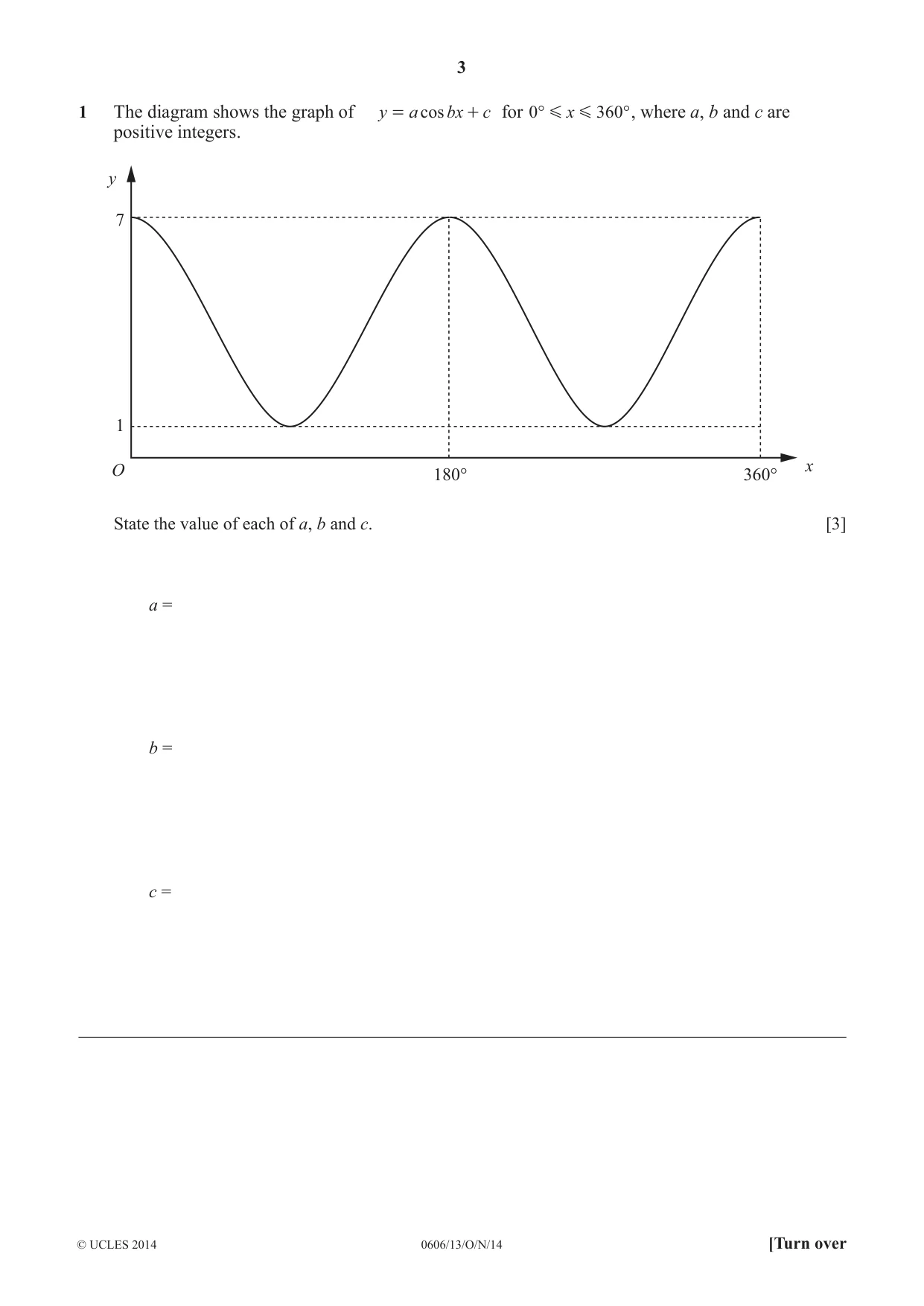 Cambridge IGCSE Mathematics - Additional 0606 2014 Oct/Nov Paper 1 · Variant 3 question paper, page 3 of 16