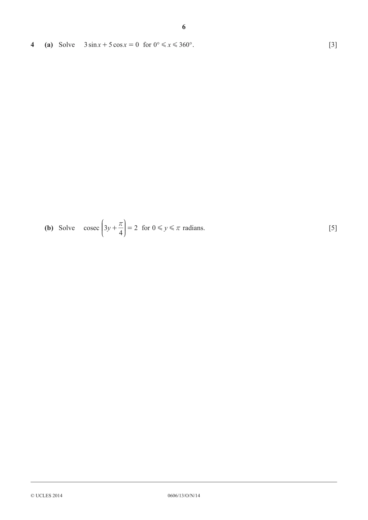 Cambridge IGCSE Mathematics - Additional 0606 2014 Oct/Nov Paper 1 · Variant 3 question paper, page 6 of 16