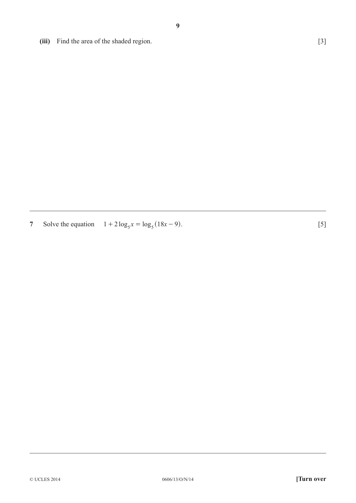 Cambridge IGCSE Mathematics - Additional 0606 2014 Oct/Nov Paper 1 · Variant 3 question paper, page 9 of 16