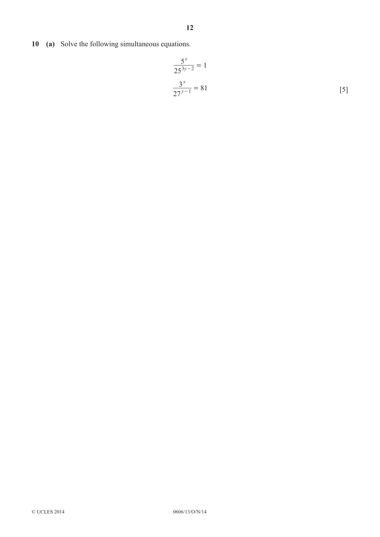 Cambridge IGCSE Mathematics - Additional 0606 2014 Oct/Nov Paper 1 · Variant 3 question paper, page 12 of 16