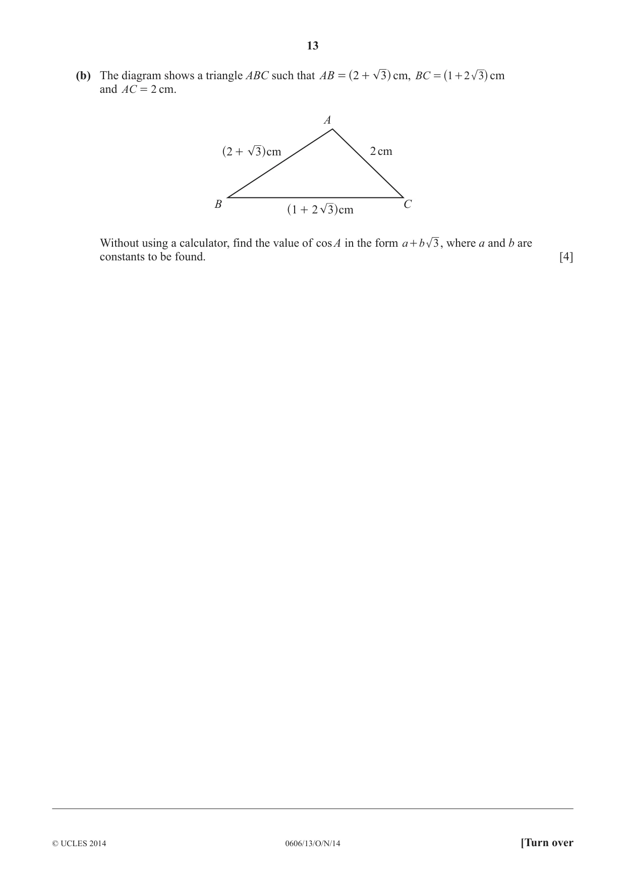 Cambridge IGCSE Mathematics - Additional 0606 2014 Oct/Nov Paper 1 · Variant 3 question paper, page 13 of 16