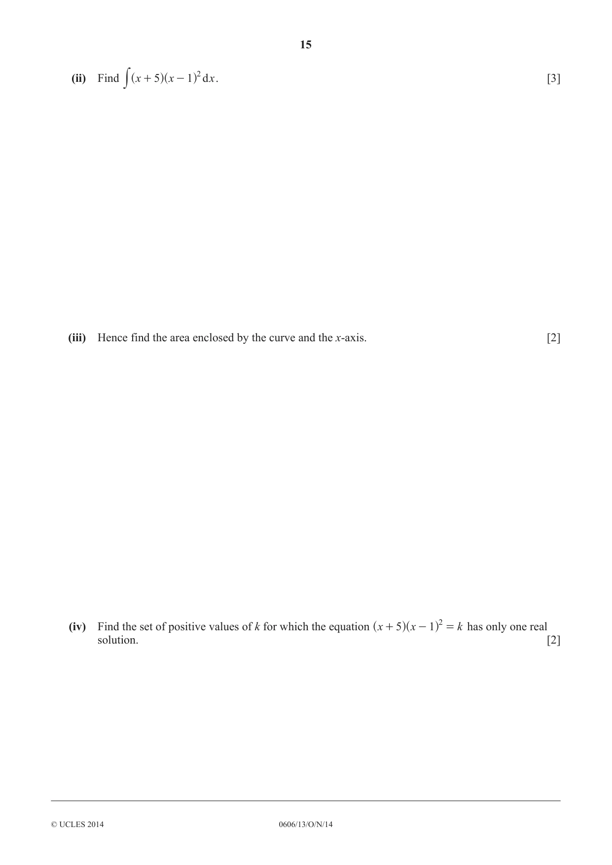 Cambridge IGCSE Mathematics - Additional 0606 2014 Oct/Nov Paper 1 · Variant 3 question paper, page 15 of 16