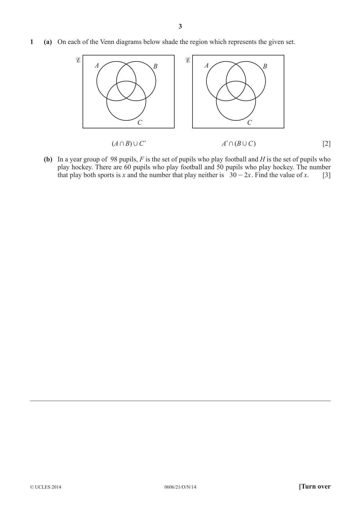 Cambridge IGCSE Mathematics - Additional 0606 2014 Oct/Nov Paper 2 · Variant 1 question paper, page 3 of 16