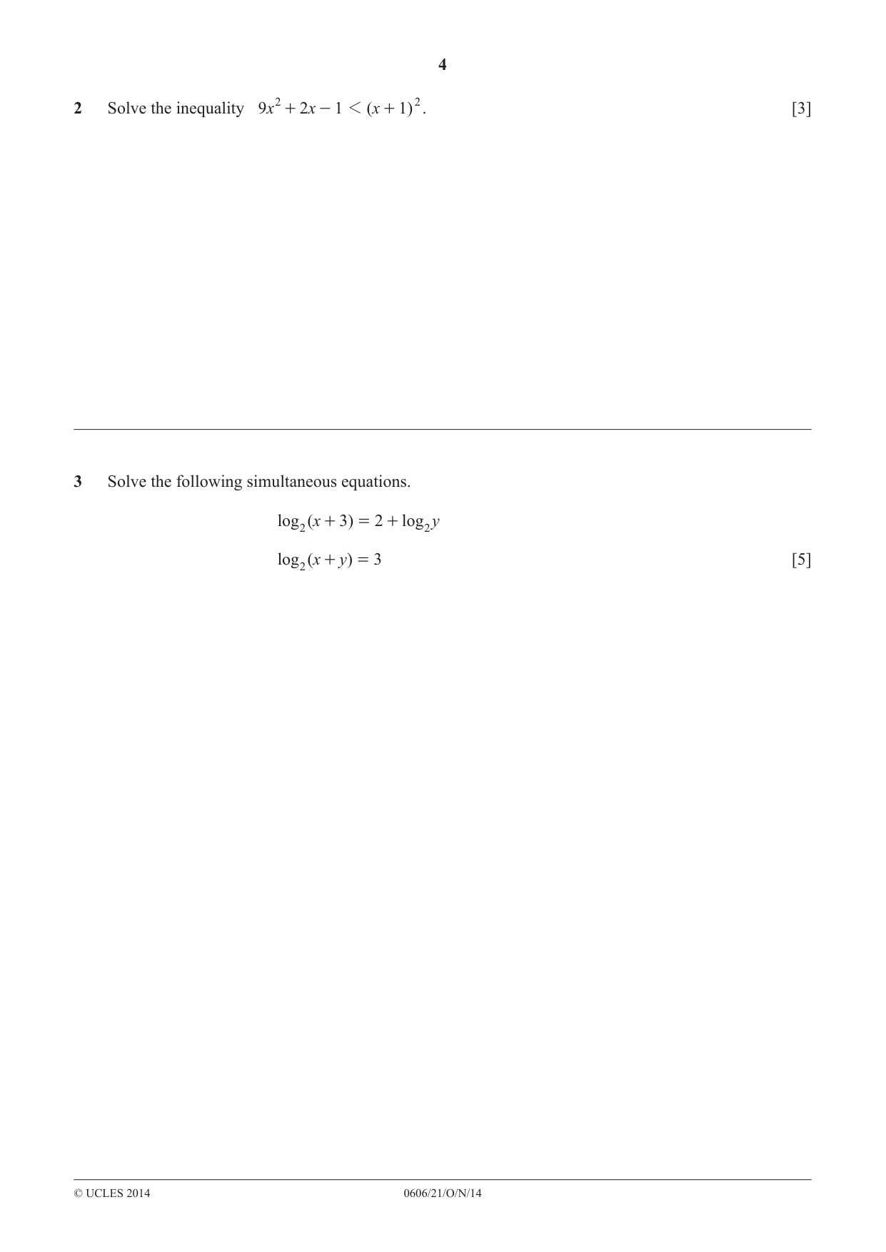 Cambridge IGCSE Mathematics - Additional 0606 2014 Oct/Nov Paper 2 · Variant 1 question paper, page 4 of 16
