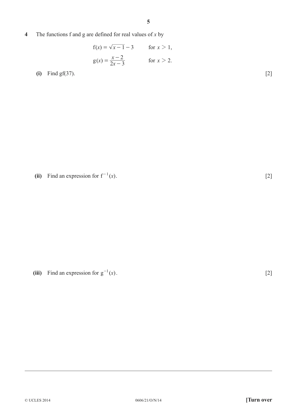 Cambridge IGCSE Mathematics - Additional 0606 2014 Oct/Nov Paper 2 · Variant 1 question paper, page 5 of 16