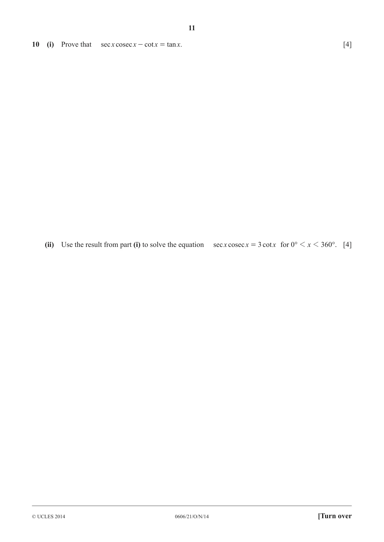Cambridge IGCSE Mathematics - Additional 0606 2014 Oct/Nov Paper 2 · Variant 1 question paper, page 11 of 16