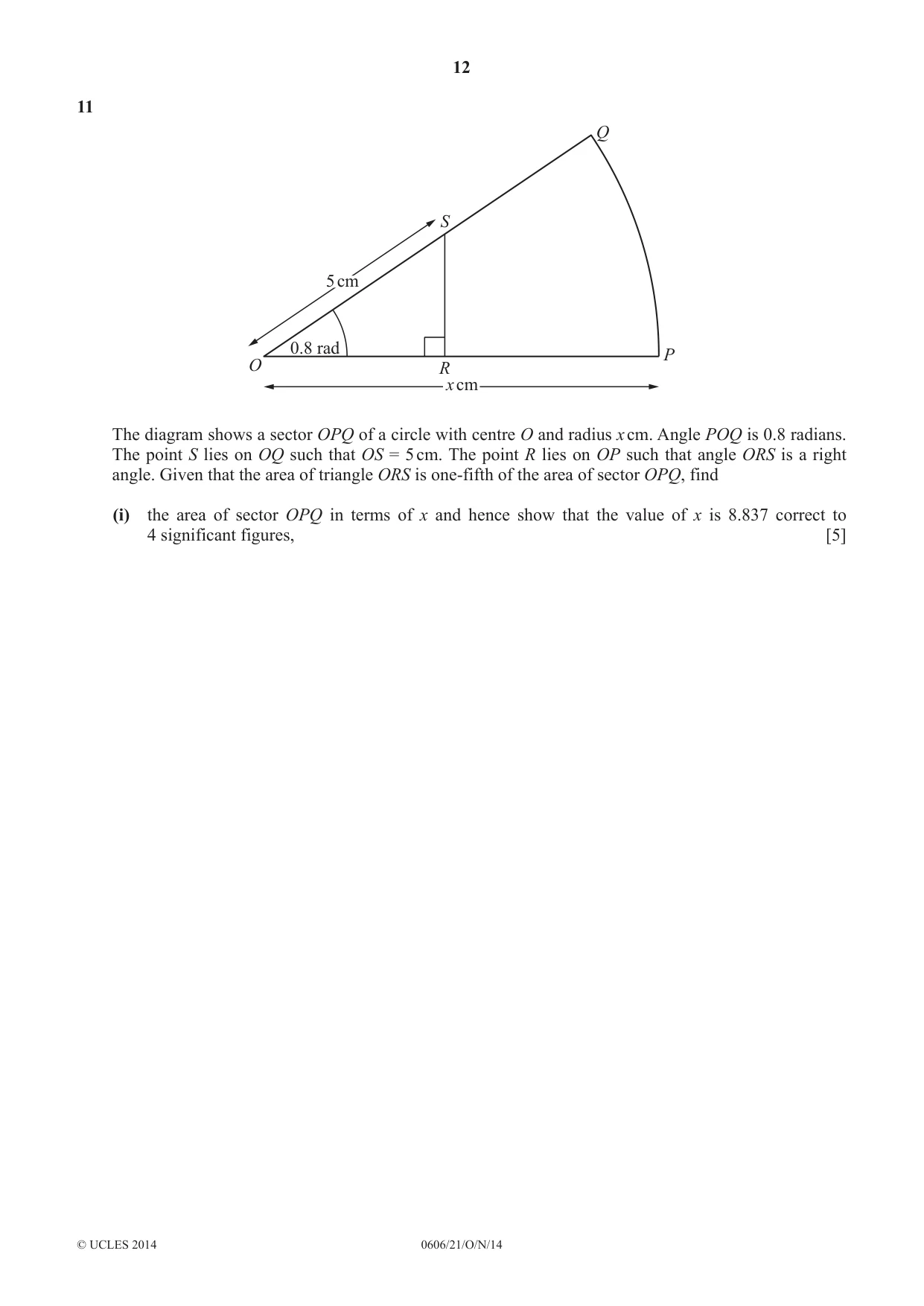 Cambridge IGCSE Mathematics - Additional 0606 2014 Oct/Nov Paper 2 · Variant 1 question paper, page 12 of 16