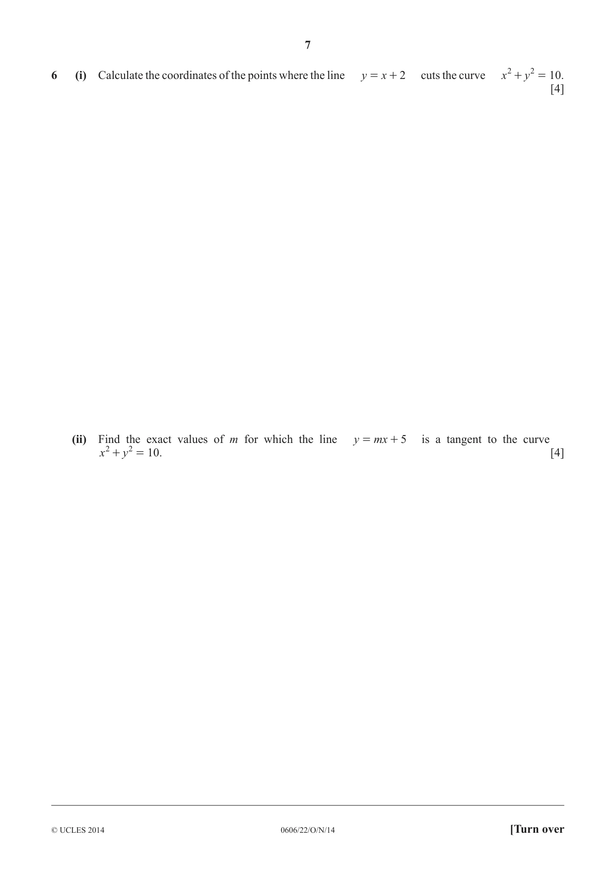 Cambridge IGCSE Mathematics - Additional 0606 2014 Oct/Nov Paper 2 · Variant 2 question paper, page 7 of 16