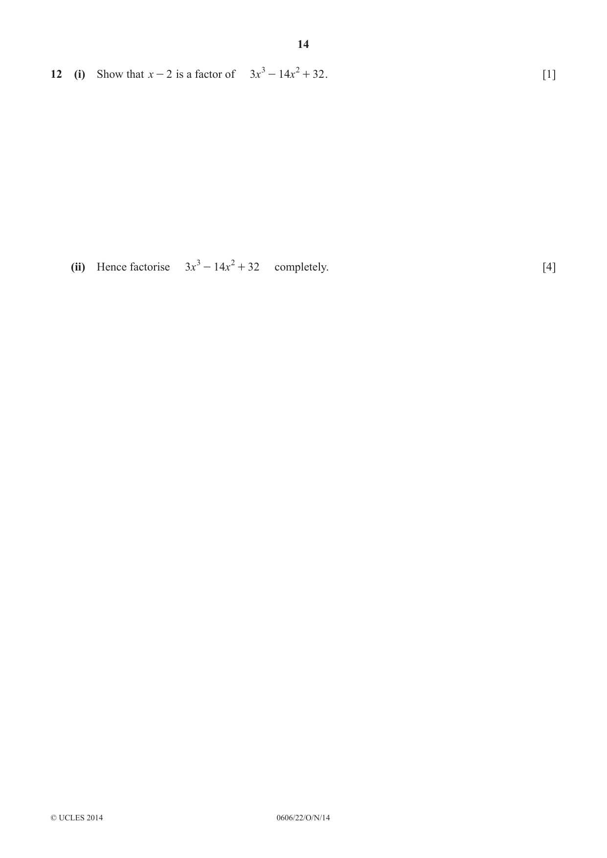 Cambridge IGCSE Mathematics - Additional 0606 2014 Oct/Nov Paper 2 · Variant 2 question paper, page 14 of 16
