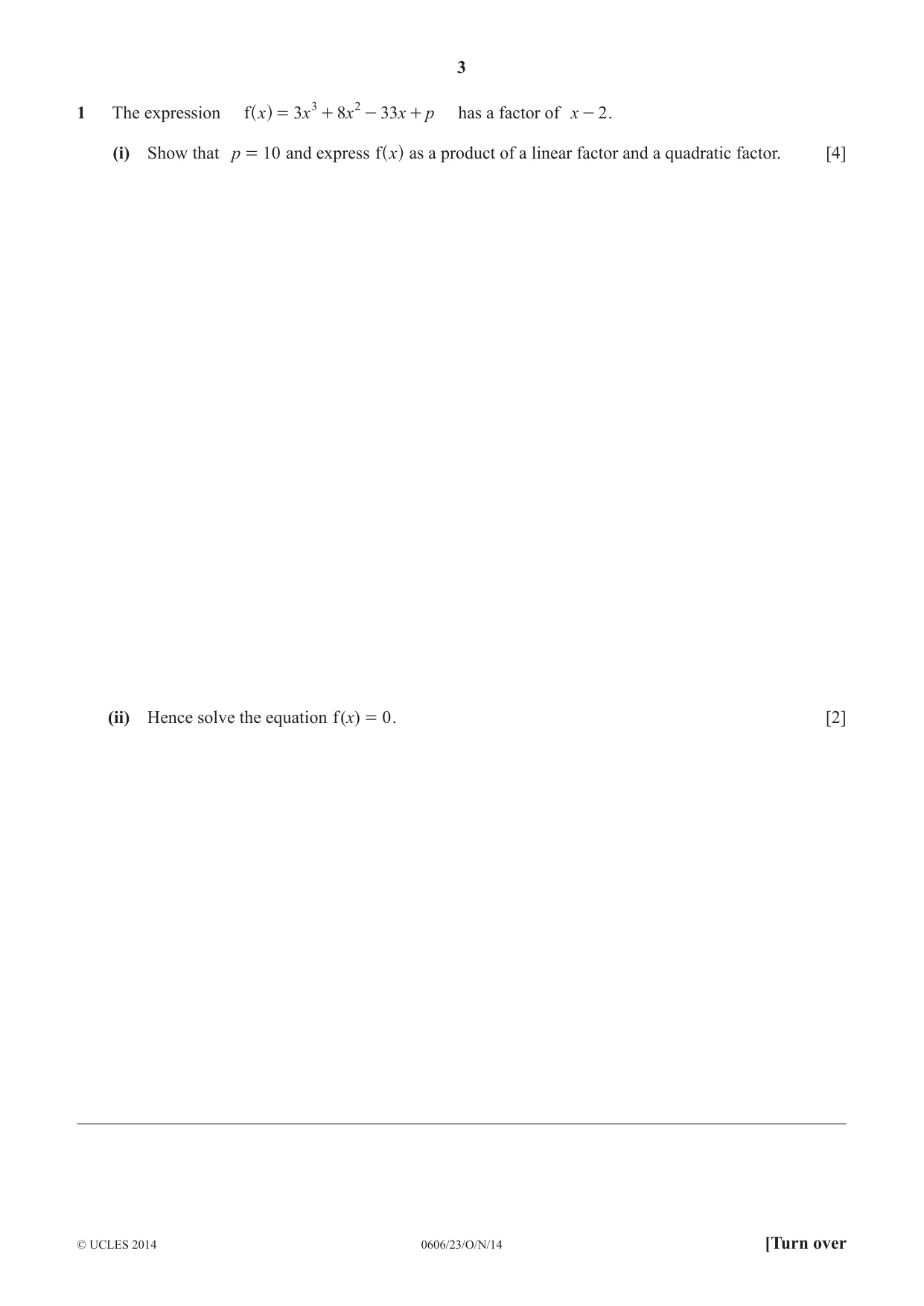 Cambridge IGCSE Mathematics - Additional 0606 2014 Oct/Nov Paper 2 · Variant 3 question paper, page 3 of 16
