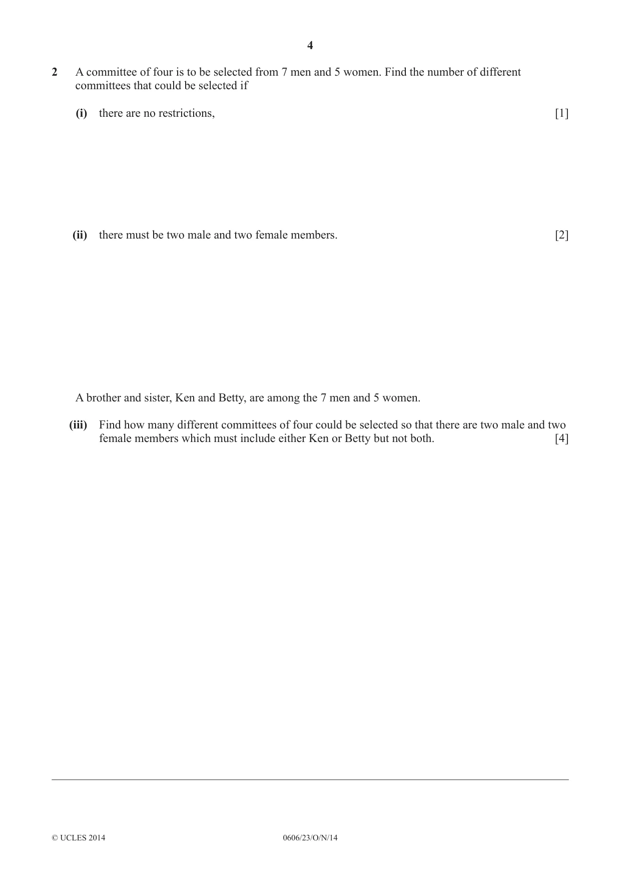 Cambridge IGCSE Mathematics - Additional 0606 2014 Oct/Nov Paper 2 · Variant 3 question paper, page 4 of 16