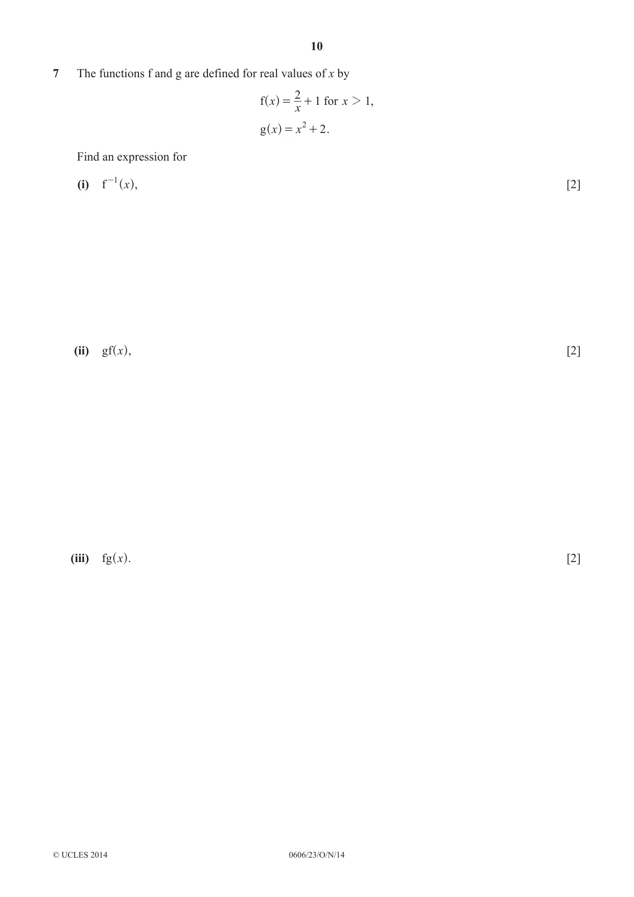 Cambridge IGCSE Mathematics - Additional 0606 2014 Oct/Nov Paper 2 · Variant 3 question paper, page 10 of 16